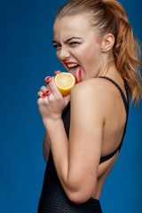 cheeky girl with lemon