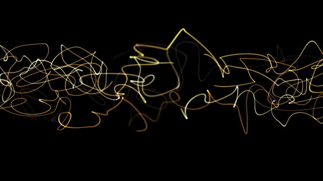 many thin abstract glowing lines motion and rotate