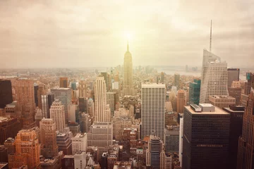 Peel and stick wall murals New York New York City skyline with retro filter effect