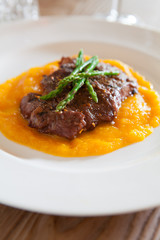 Steak wirth Butternut Squash Puree