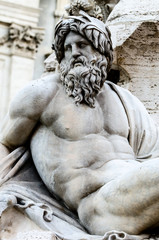 Naklejka premium Zeus in a fountain of Piazza Navona, Rome Italy