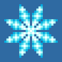 8-Bit Pixel Crystalline Snowflake