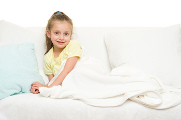Naklejka premium little girl in bed