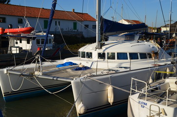 Fototapeta na wymiar catamaran a l'ammarage port Noirmoutier