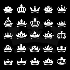 Fototapeta premium Crown Icons Set - Isolated On Black Background - Vector Illustration, Graphic Design, Editable For Your Design
