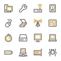 Computer components web icons set