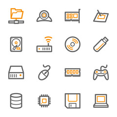 Computer components web icons set