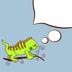 Character with a white cloud design element speech dialogue