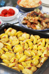 potatoes on a baking sheet