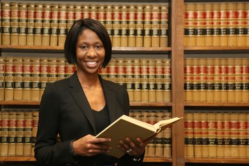 Woman Attorney in Law Office, Library