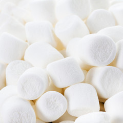 Fototapeta na wymiar Close up image of White Fluffy Round Marshmallows ready to eat.