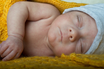 newborn details selective focus male baby