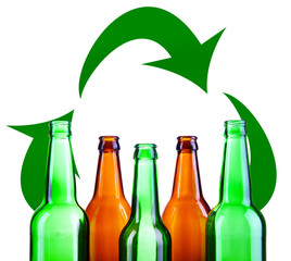 Recycle concept, glass for recycle isolated on white