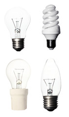 Light bulbs collage, isolated on white