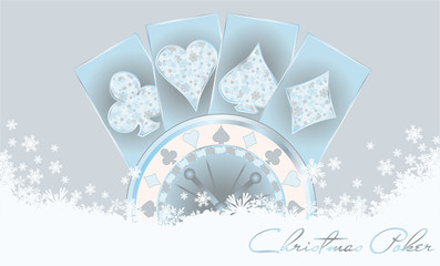 Naklejka premium Christmas poker greeting card, vector illustration