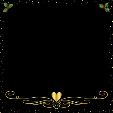 A Black Christmas Background With Gold an Holly