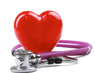 A heart with a stethoscope lying