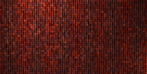 3d irregular grungy mosaic wall in deep red