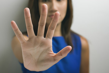 woman showing stop hand