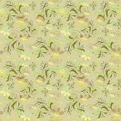 Flowers retro abstract seamless pattern texture background