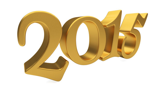 Gold 2015 lettering isolated