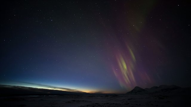 Arctic landscape with Northern Lights - Svalbard