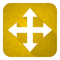 arrow flat icon, gold christmas button