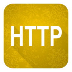 http flat icon, gold christmas button