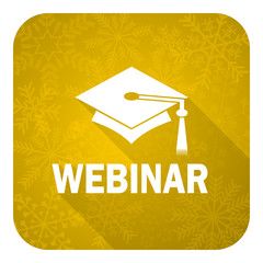 webinar flat icon, gold christmas button