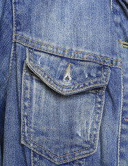 Fototapeta premium Open pocket blue denim jacket with seams