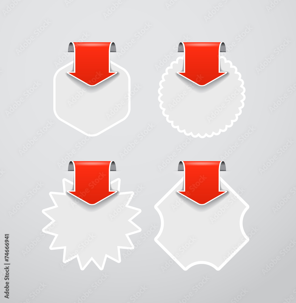 Poster vector shopping labels templates with red arrows