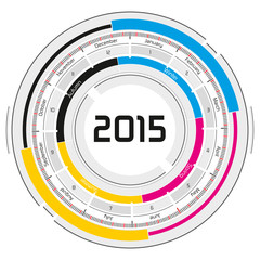 2015 CMYK circular calendar - futuristic concept design
