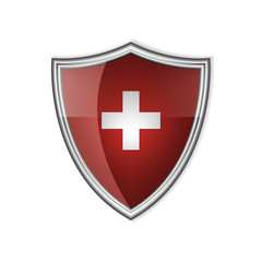 Swiss shiny label or badge on a white background