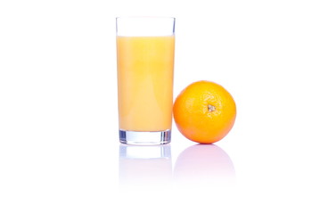 orange fresh ripe orange isolated on white background with refle