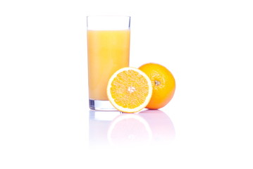 orange fresh ripe orange isolated on white background with refle