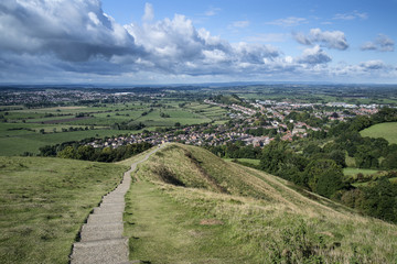 View from top of Glastonbury Tor overlooking Glastonbury town in © veneratio