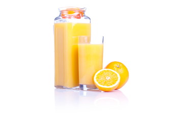 orange fresh ripe orange isolated on white background with refle