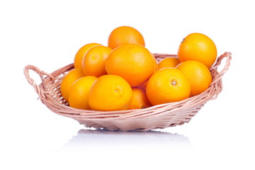 delicious ripe orange isolated on white background with reflecti