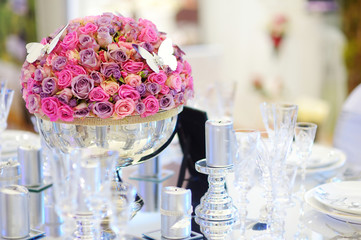 Table set for an event party or wedding reception