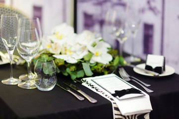 Table set for an event party or wedding reception