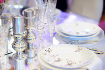 Table set for an event party or wedding reception