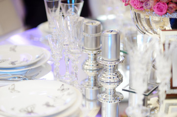 Table set for an event party or wedding reception