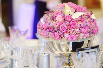 Table set for an event party or wedding reception