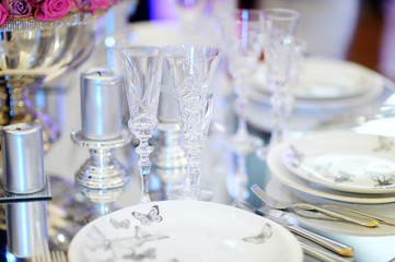 Table set for an event party or wedding reception