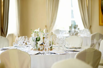 Table set for an event party or wedding reception