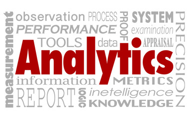 Analytics Words Collage Background Performance Measurement Metri