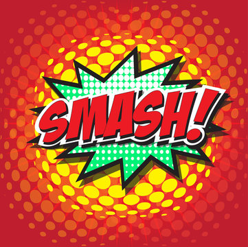 SMASH! wording sound effect set design for comic background