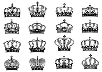 Medieval heraldic royal crowns set © Vector Tradition