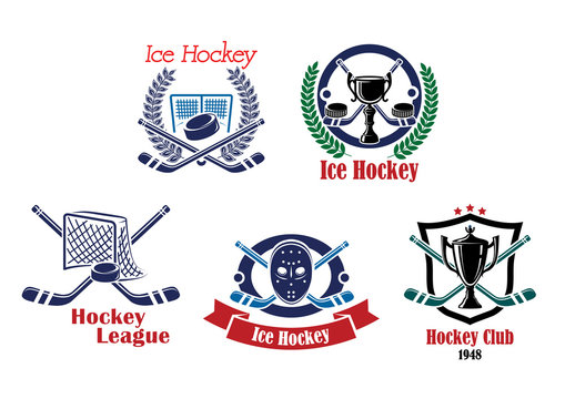 Ice hockey emblems and symbol set