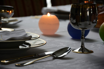 Fototapeta na wymiar Elegant table set for dinner